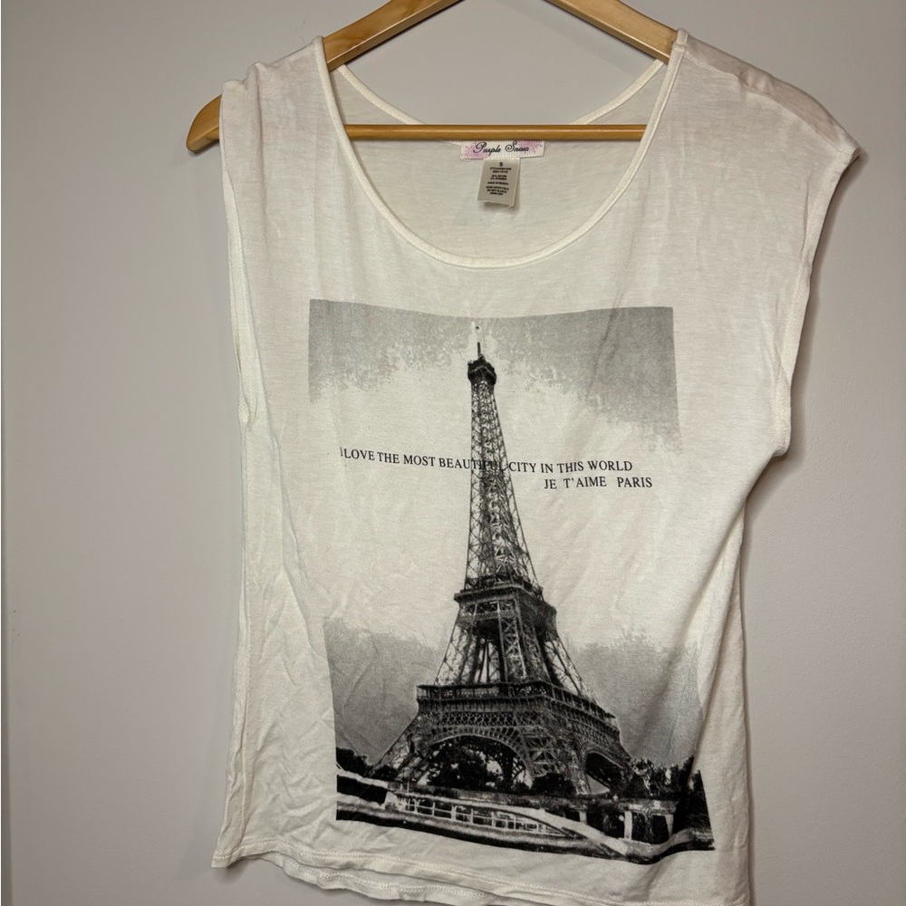Purple Snow White Paris Graphic Muscle Tee